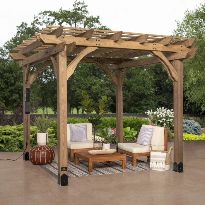 10 x 10 Fairhaven Pergola Rustic Finish