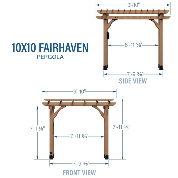 10 x 10 Fairhaven Pergola Rustic Finish - Image 7