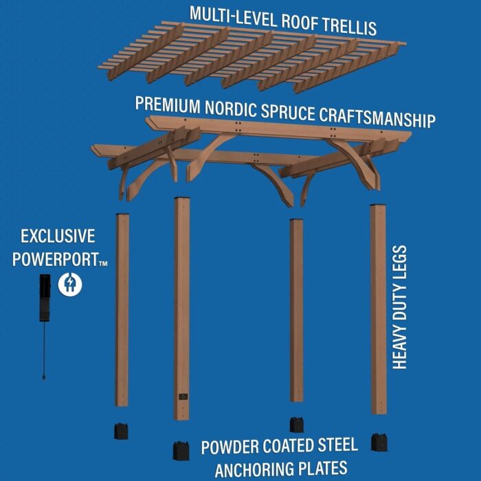 10 x 10 Fairhaven Pergola Rustic Finish - Image 8