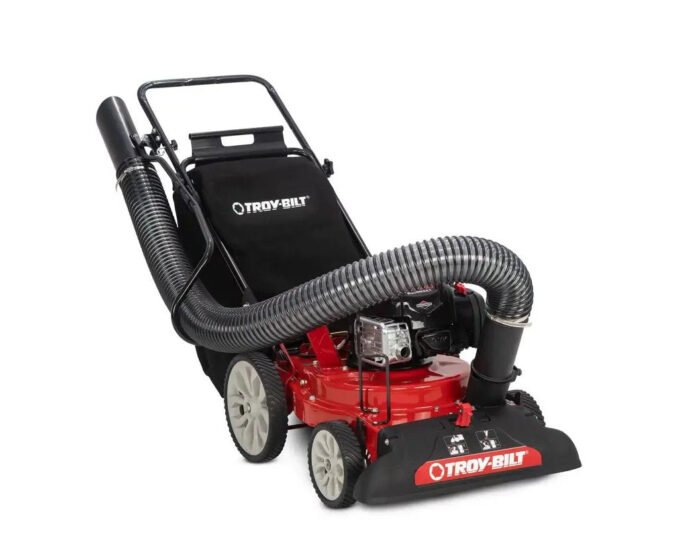 Troy-Bilt 24 in. Leaf Vacuum Head 1.5 in. Chipping Capacity Gas Powered Chipper Shredder Vacuum with High Rear Wheels