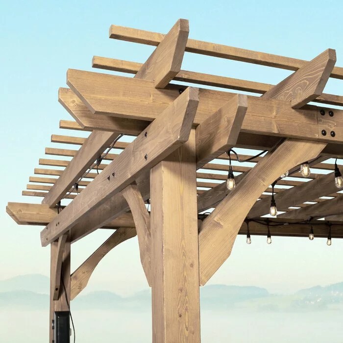 12 Ft. W x 10 Ft. D Solid Wood Pergola - Image 3