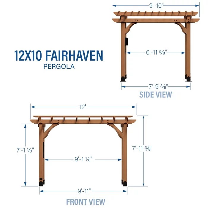 12 Ft. W x 10 Ft. D Solid Wood Pergola - Image 7