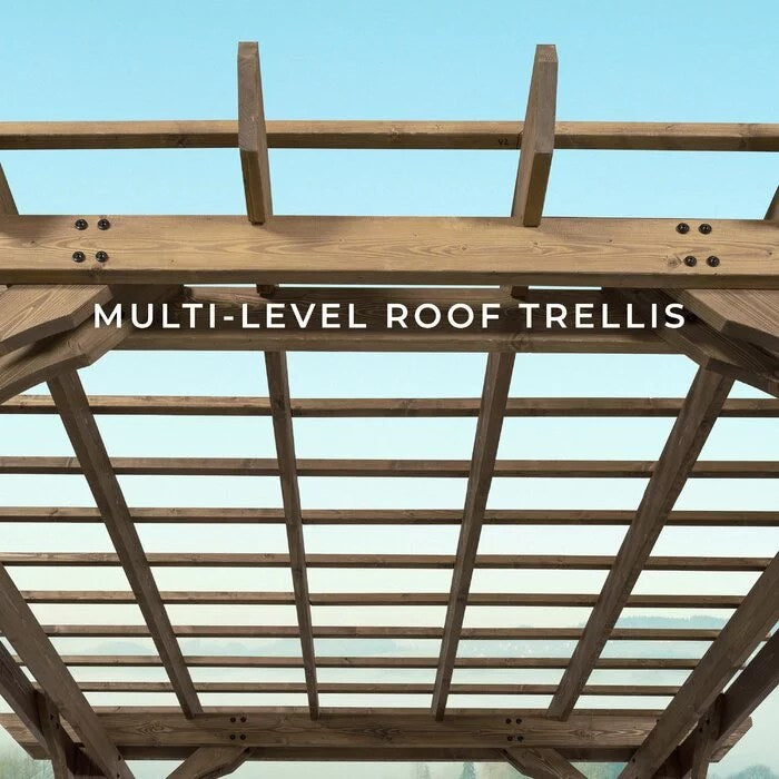 12 Ft. W x 10 Ft. D Solid Wood Pergola - Image 9