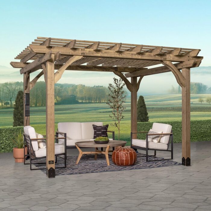 12×10 Fairhaven Pergola, Rustic Finish