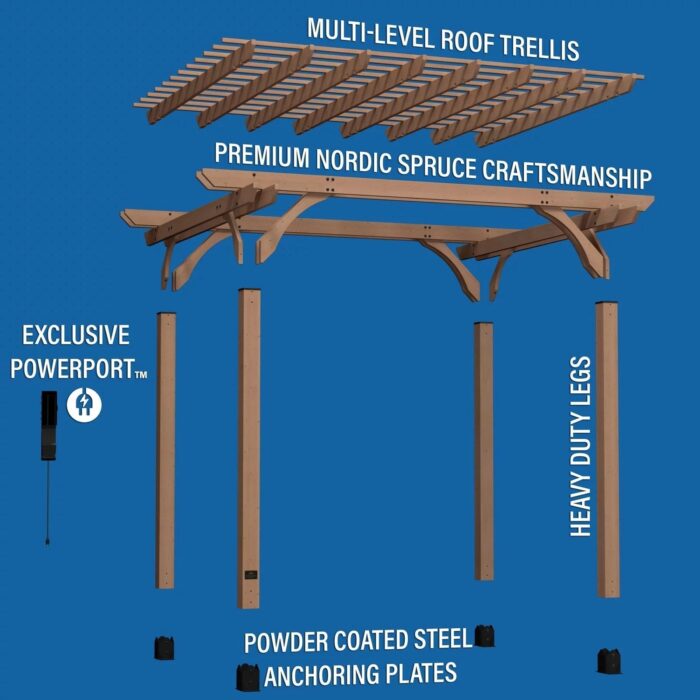 12×10 Fairhaven Pergola, Rustic Finish - Image 6