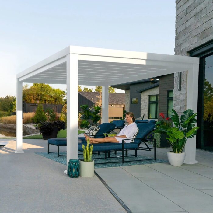 12×10 Windham Modern Steel Pergola With Sail Shade Soft Canopy - Image 2