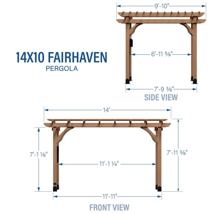 14×10 Fairhaven Pergola Rustic Finish - Image 5