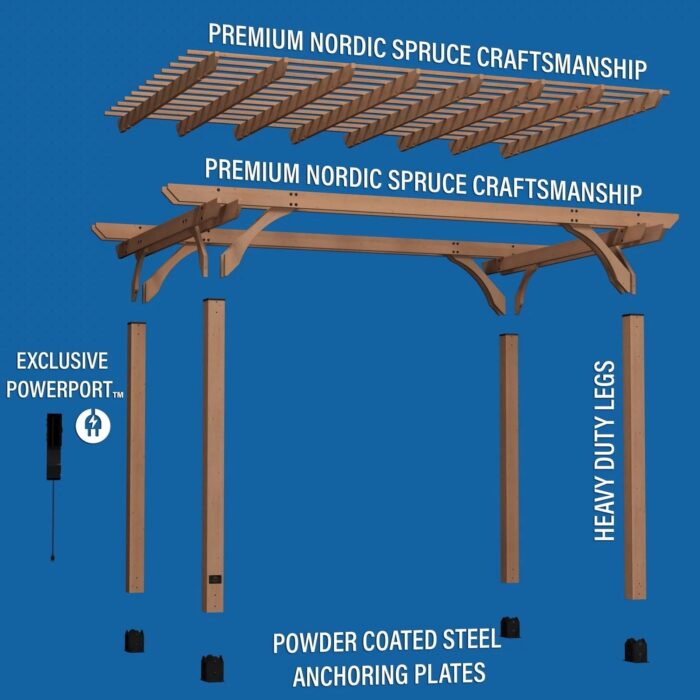 14×10 Fairhaven Pergola Rustic Finish - Image 6