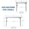 14x10 hawthorne traditional steel pergola with sail shade soft canopy - Image 11