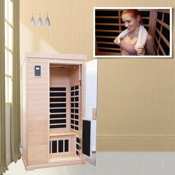 KUNSANA Far infrared sauna room,One person size, Hemlock Wooden Far Infrared Sauna for Home - Image 2