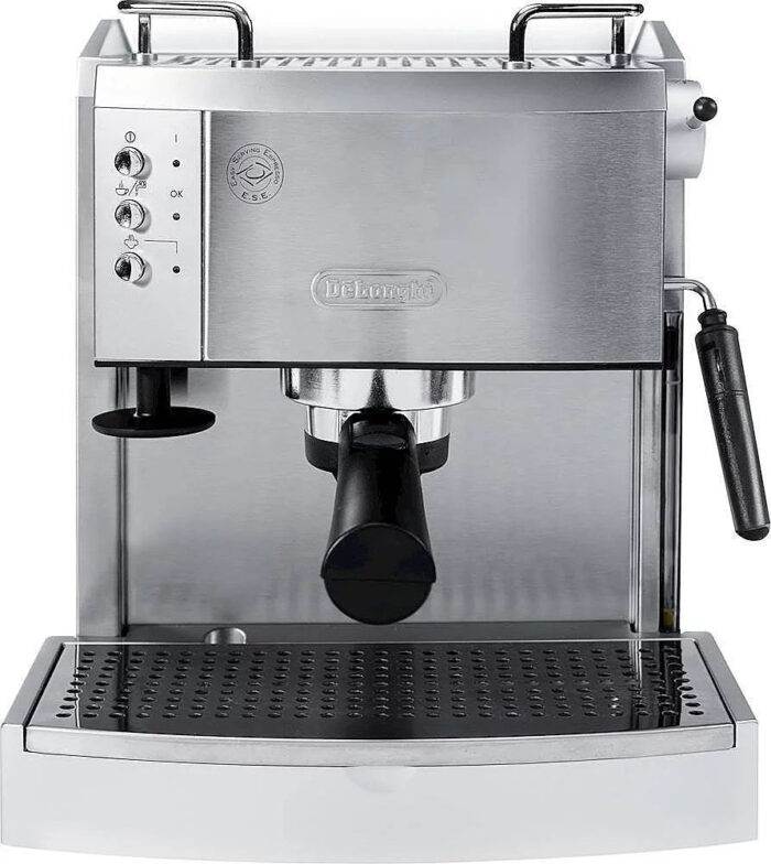 De’Longhi – Espresso Machine with 15 bars of pressure, Milk Frother and removable water tank – Stainless Steel