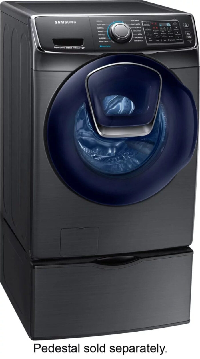 Samsung – 4.5 Cu. Ft. High Efficiency Stackable Front Load Washer with Steam and AddWash – Black stainless steel - Image 3