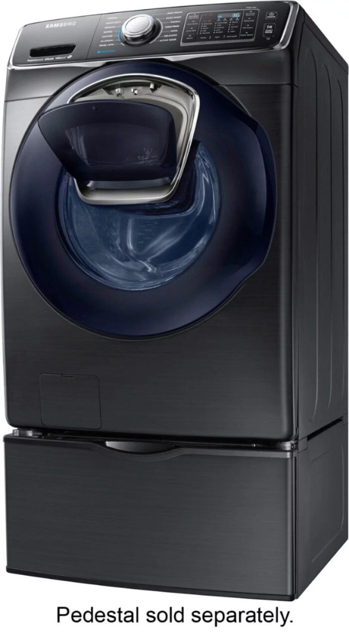 Samsung – 4.5 Cu. Ft. High Efficiency Stackable Front Load Washer with Steam and AddWash – Black stainless steel - Image 7