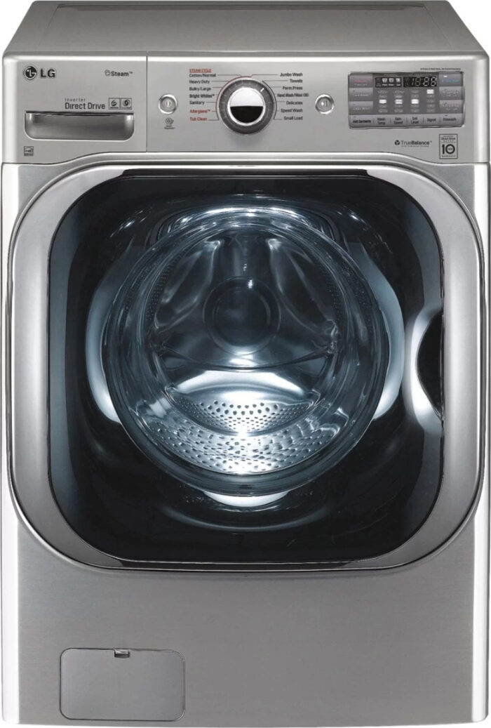 LG – 5.2 Cu. Ft. High Efficiency Front-Load Washer with Steam and TurboWash Technology – Graphite steel