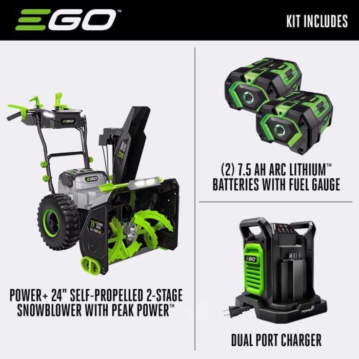 EGO Power+ SNT2405 24 in. Two stage 56 V Battery Snow Blower Kit (Battery & Charger) W/ TWO 7.5 AH BATTERIES - Image 9