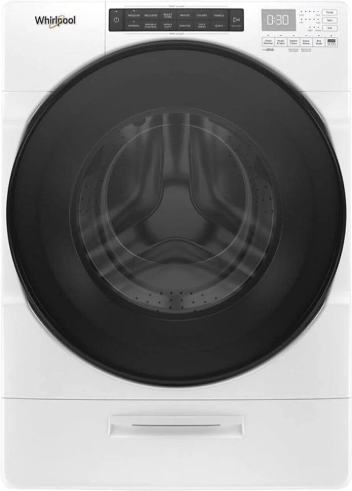 Whirlpool – 4.5 Cu. Ft. High Efficiency Stackable Front Load Washer with Steam and Load & Go XL Dispenser – White