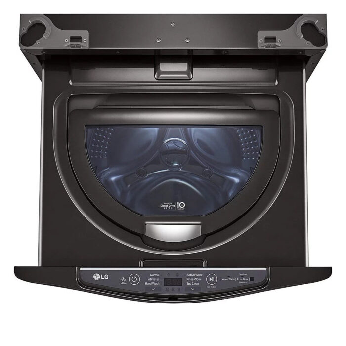 LG – SideKick 1.0 Cu. Ft. High-Efficiency Smart Top Load Pedestal Washer with 3-Motion Technology – Black steel - Image 7