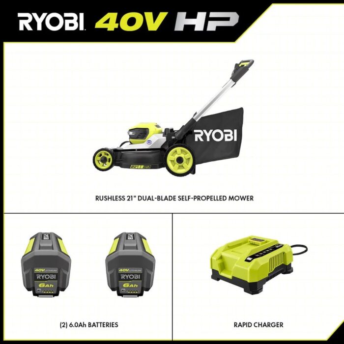 40V HP Brushless 21 in. Cordless Battery Walk Behind Dual-Blade Self-Propelled Mower - Image 5