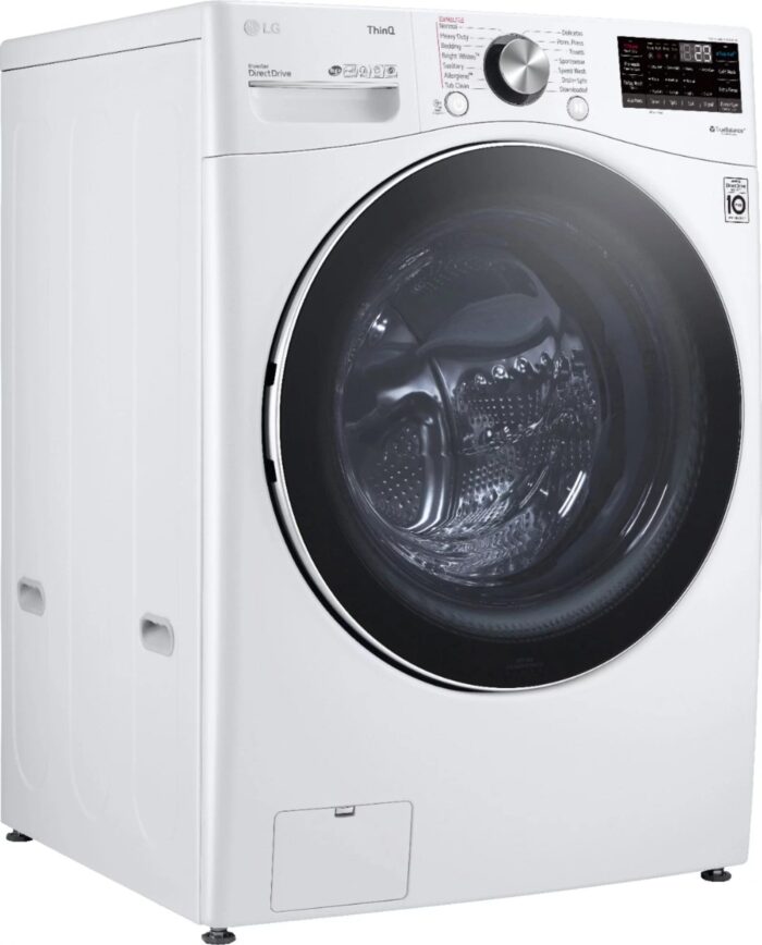 LG – 5.0 Cu. Ft. High-Efficiency Stackable Smart Front Load Washer with Steam and Built-In Intelligence – White - Image 2