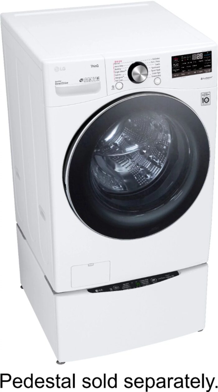 LG – 5.0 Cu. Ft. High-Efficiency Stackable Smart Front Load Washer with Steam and Built-In Intelligence – White - Image 10