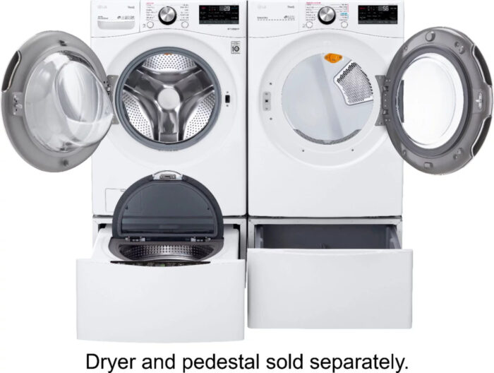 LG – 5.0 Cu. Ft. High-Efficiency Stackable Smart Front Load Washer with Steam and Built-In Intelligence – White - Image 19