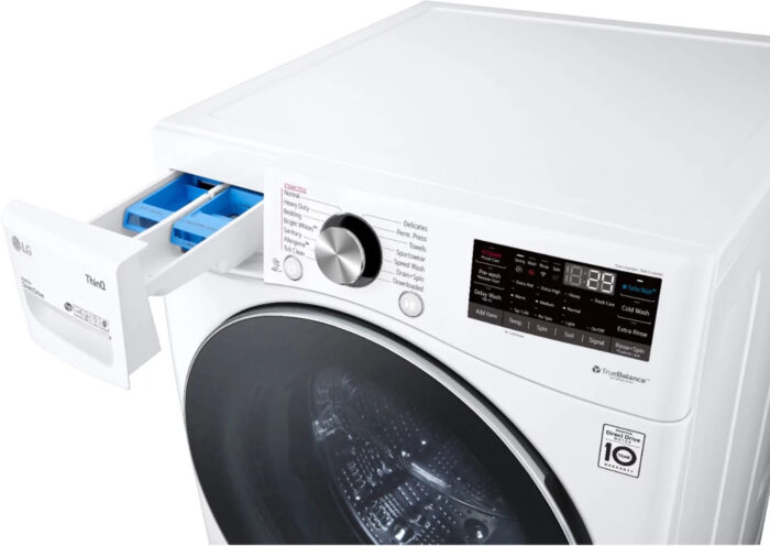 LG – 5.0 Cu. Ft. High-Efficiency Stackable Smart Front Load Washer with Steam and Built-In Intelligence – White - Image 13