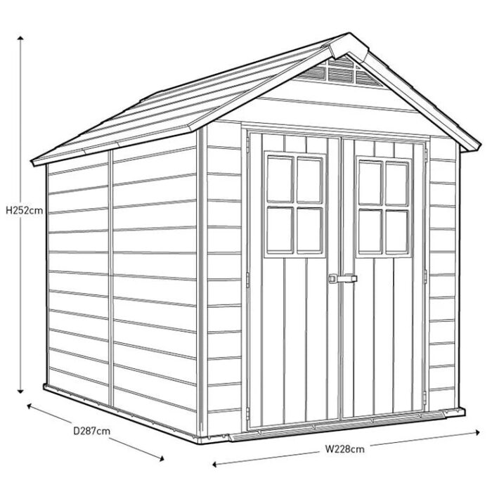 Keter Newton 7ft 6″ x 9ft 5″ (2.3 x 2.9m) Storage Shed - Image 5