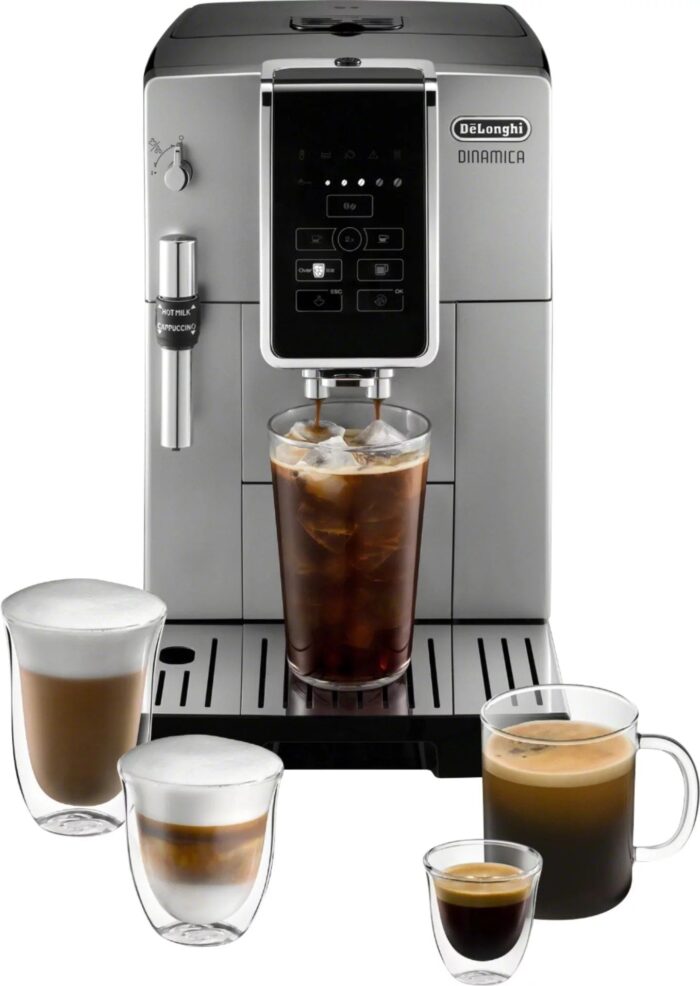 De’Longhi – Dinamica TrueBrew Over Ice Fully Automatic Coffee and Espresso Machine- Chrome and Black - Image 6