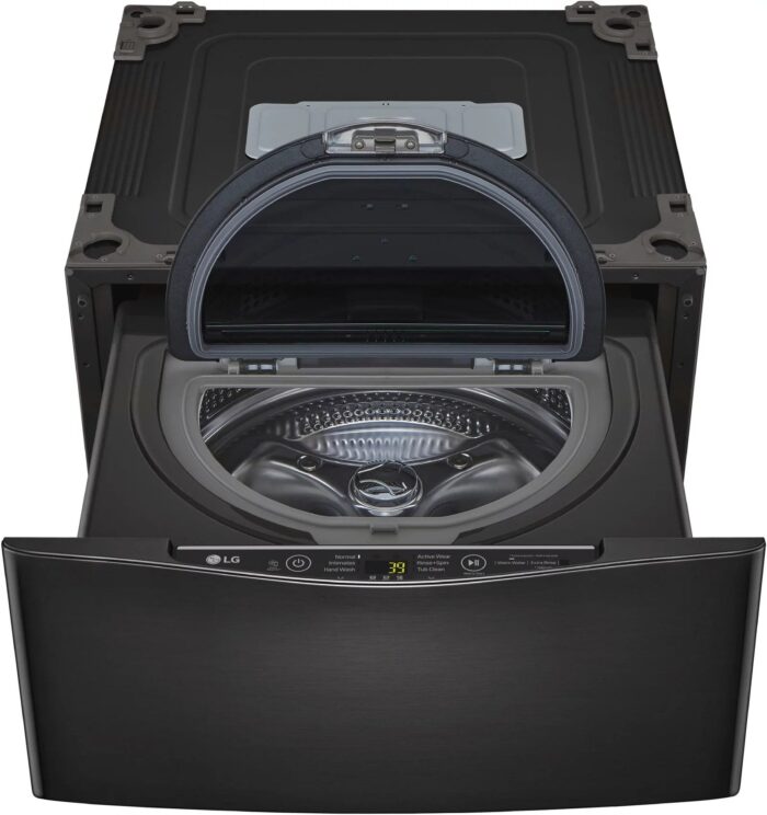 LG – SideKick 1.0 Cu. Ft. High-Efficiency Smart Top Load Pedestal Washer with 3-Motion Technology – Black steel - Image 11