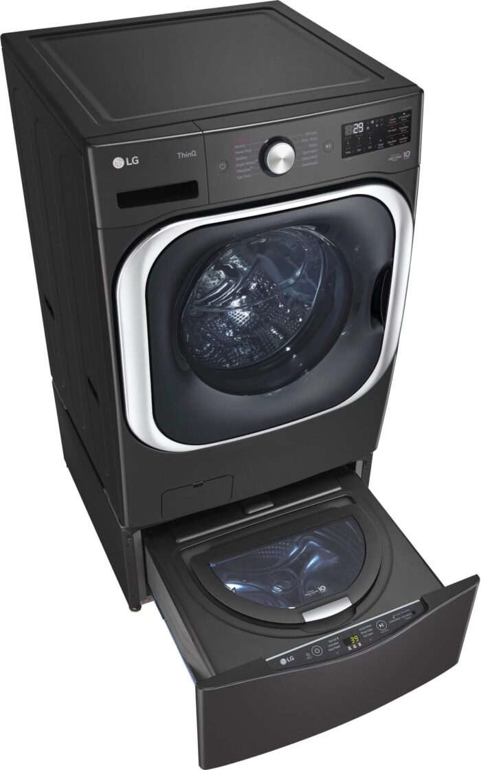 LG – SideKick 1.0 Cu. Ft. High-Efficiency Smart Top Load Pedestal Washer with 3-Motion Technology – Black steel - Image 8