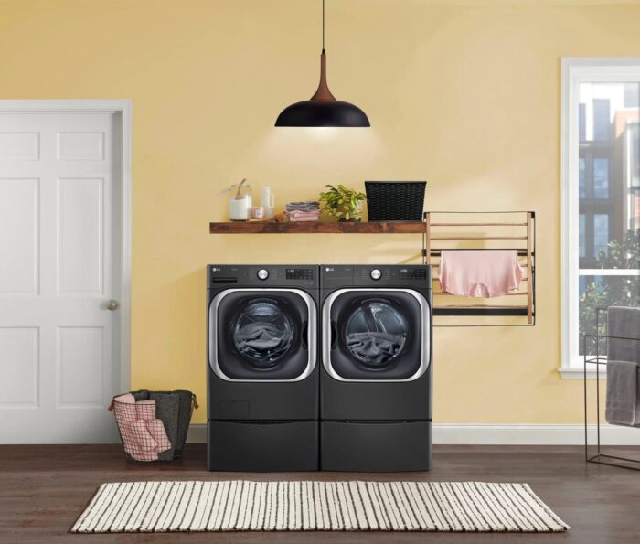 LG – SideKick 1.0 Cu. Ft. High-Efficiency Smart Top Load Pedestal Washer with 3-Motion Technology – Black steel - Image 17