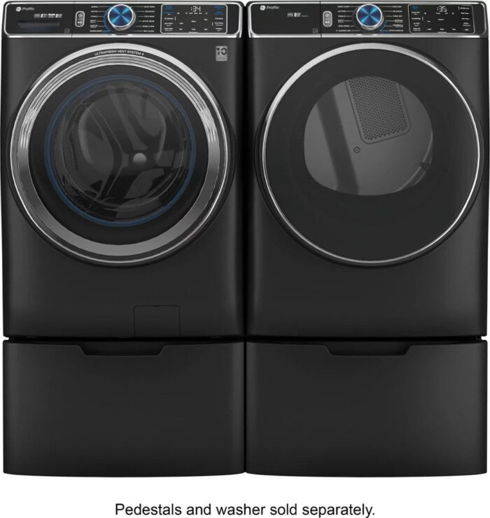 GE Profile – 7.8 cu. ft. Smart Front Load Electric Dryer with Steam and Sanitize Cycle and Washer Link – Carbon Graphite - Image 2