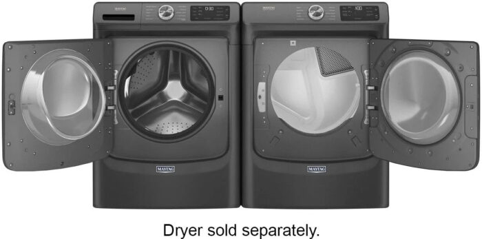 Maytag – 4.5 Cu. Ft. High Efficiency Stackable Front Load Washer with Steam and Extra Power Button – Volcano Black - Image 7