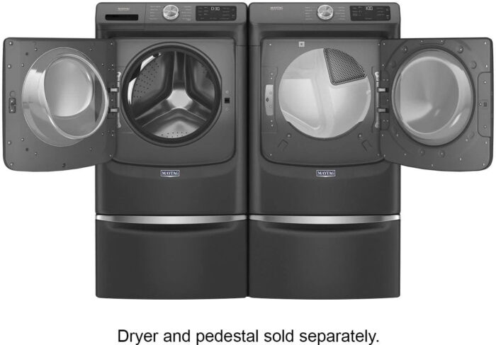 Maytag – 4.5 Cu. Ft. High Efficiency Stackable Front Load Washer with Steam and Extra Power Button – Volcano Black - Image 6