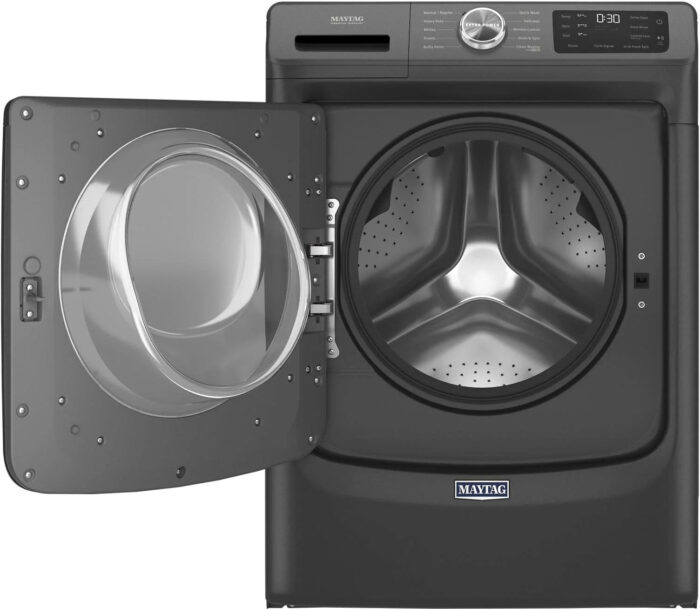 Maytag – 4.5 Cu. Ft. High Efficiency Stackable Front Load Washer with Steam and Extra Power Button – Volcano Black - Image 13