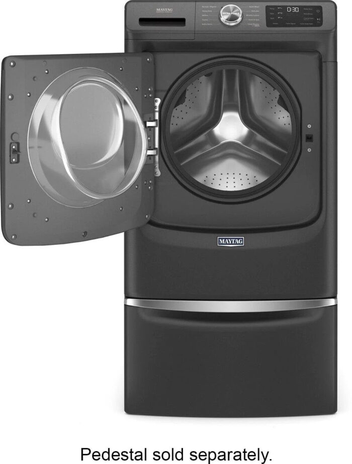 Maytag – 4.5 Cu. Ft. High Efficiency Stackable Front Load Washer with Steam and Extra Power Button – Volcano Black - Image 11