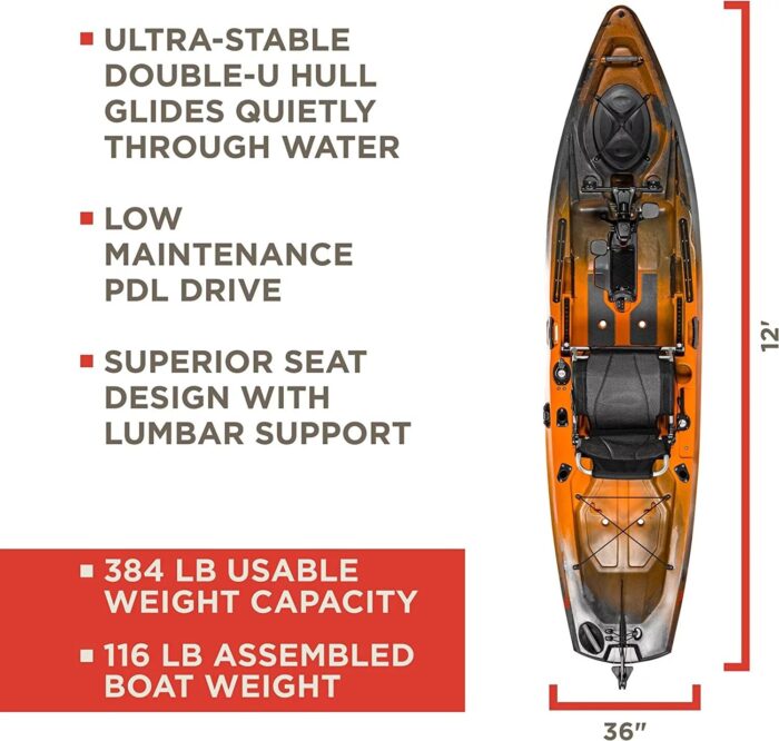 Old Town Sportsman PDL 106 Pedal Sit-On-Top Kayak – Ember - Image 4