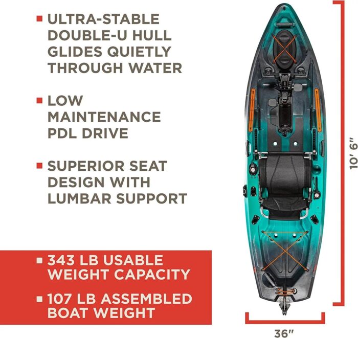 Old Town Sportsman PDL 106 Pedal Fishing Kayak - Image 3