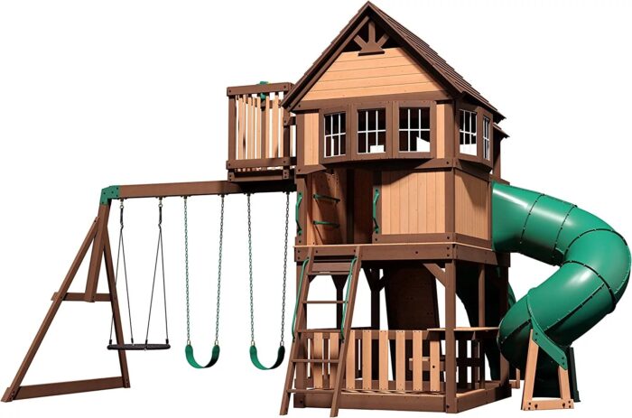 Backyard Discovery Skyfort III Cedar Swing Set w/ Tube Slide – DIY