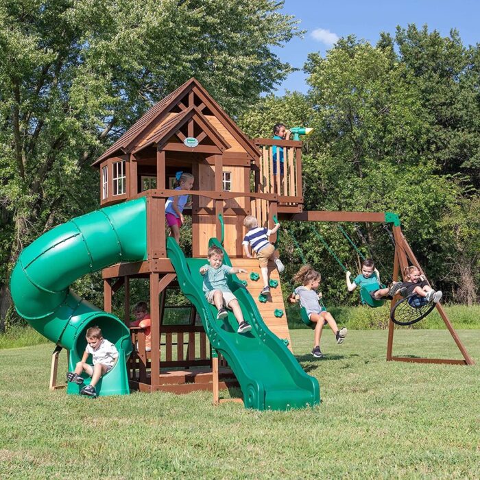 Backyard Discovery Skyfort III Cedar Swing Set w/ Tube Slide – DIY - Image 6