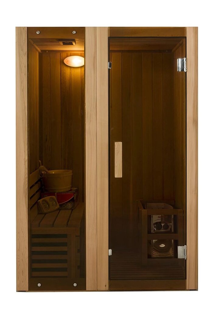 ALEKO StI2ced Cedar Indoor Wet Dry Sauna Steam Room, 3 kW Harvia KIP Heater, 2 Person - Image 2