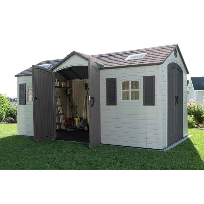 Dual Entry 15 ft. W x 8 ft. D Plastic Storage Shed - Image 14
