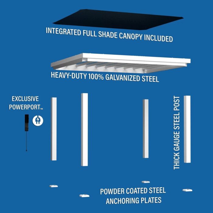 12×10 Windham Modern Steel Pergola With Sail Shade Soft Canopy - Image 13