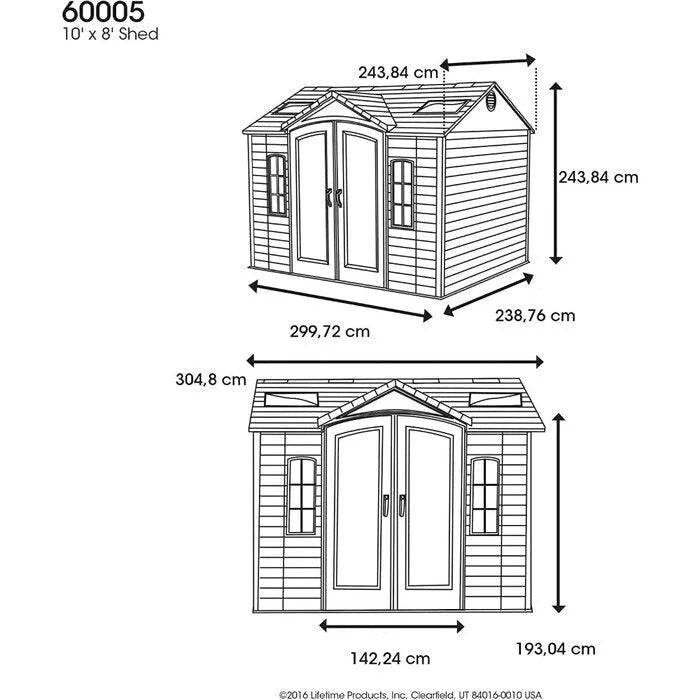 Side 10 ft. W x 8 ft. D Plastic Storage Shed - Image 12