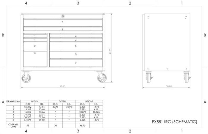 Extreme Tools 55 In 11 Drawer Pro Roller Cabinet BLACK - Image 3