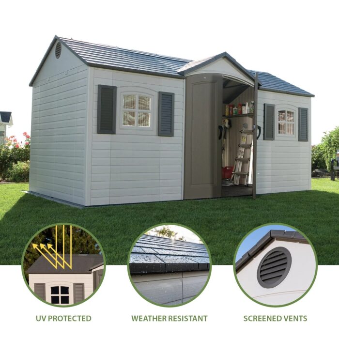 Lifetime Storage Shed: lifetime Garden Building Shed – 15′ X 8′ – Gray - Image 5