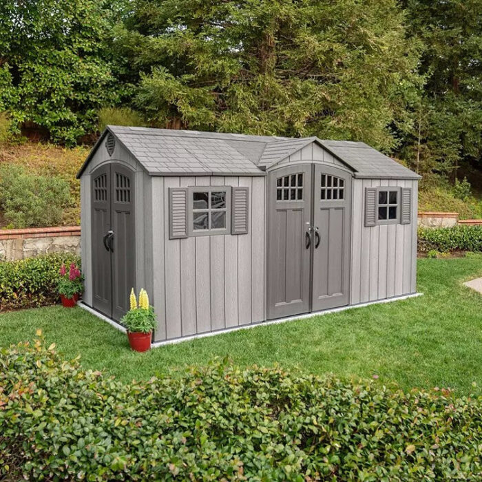 Lifetime 15′ x 8′ Rough Cut Dual-Entry Outdoor Storage Shed - Image 3