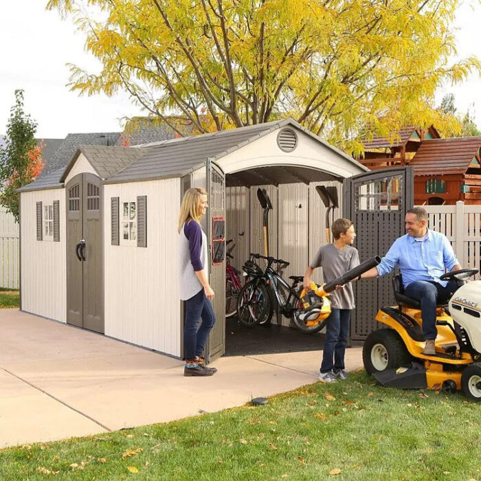 Lifetime 20′ x 8′ Outdoor Storage Shed Building Brown - Image 4