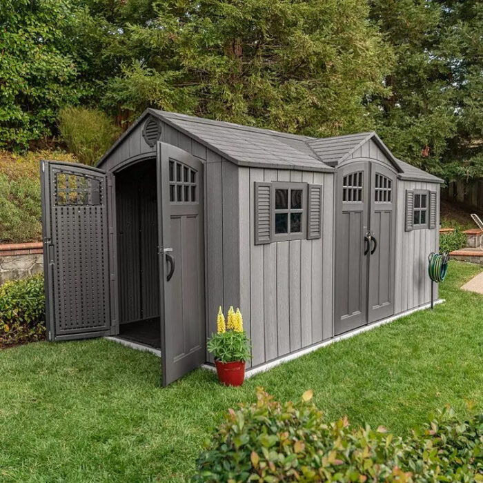 Lifetime 15′ x 8′ Rough Cut Dual-Entry Outdoor Storage Shed - Image 7