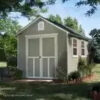 Installed Meridian 8 ft. x 10 ft. Wood Storage Shed with Autumn Brown Shingles - Image 2